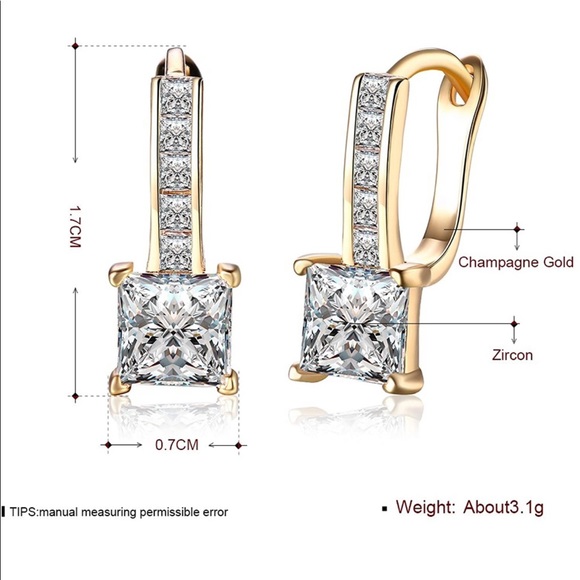 18K Gold Plated Cubic Zirconia Hoop Earrings - Picture 4 of 4